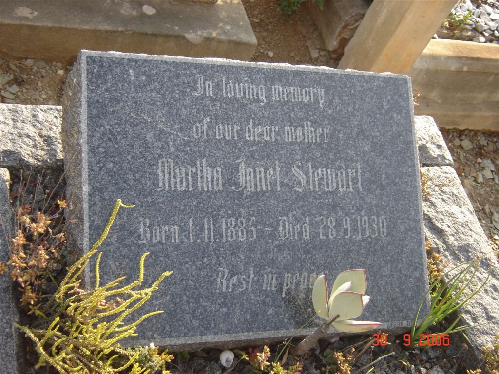 STEWART Martha Janet 1885-1930