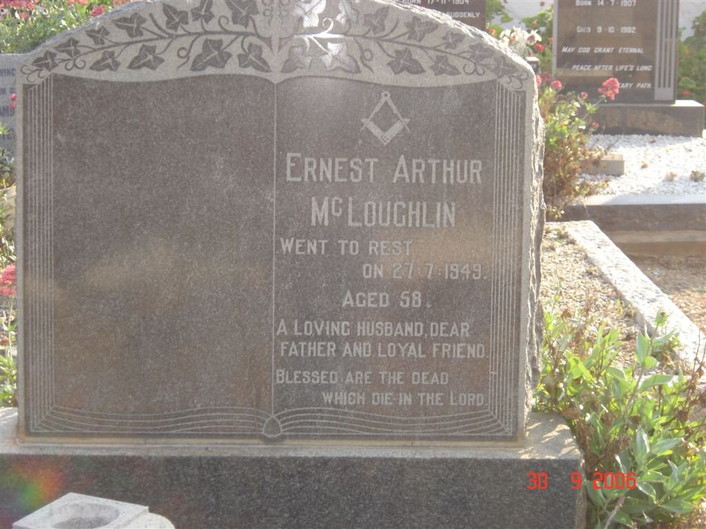 McLOUGHLIN Ernest Arthur -1949