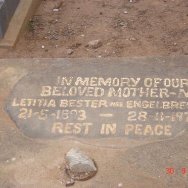 BESTER Letitia nee ENGELBRECHT 1893-1975