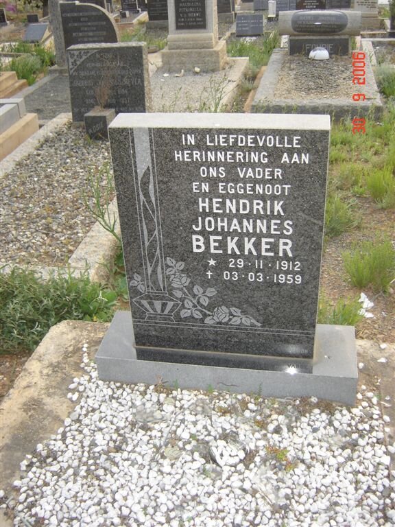 BEKKER Hendrik Johannes 1912-1959