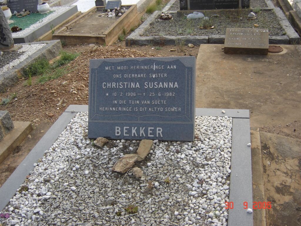 BEKKER Christina Susanna 1906-1982