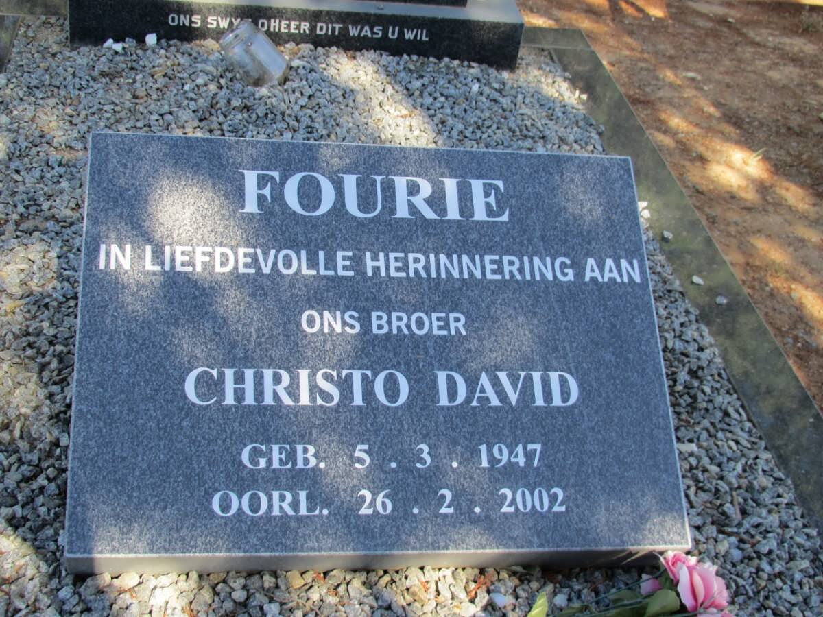 FOURIE David Johannes 1918-1995 &amp; Maria Magdalene 1918-2010 :: FOURIE Christo David 1947-2002