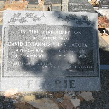 FOURIE David Johannes 1886-1960 &amp; Lea Jacoba 1891-1986