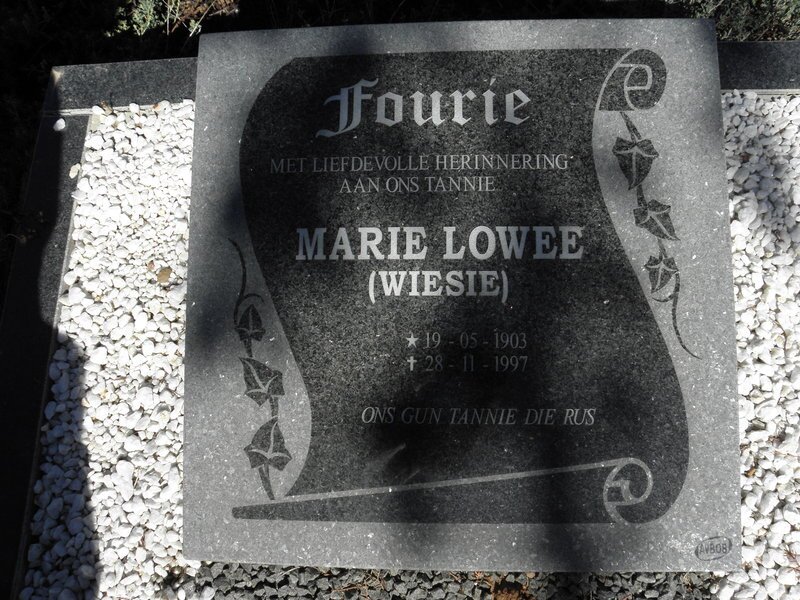 FOURIE Marie Lowee 1903-1997