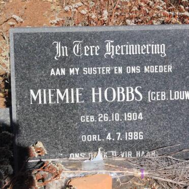 HOBBS Miemie nee LOUW 1904-1986