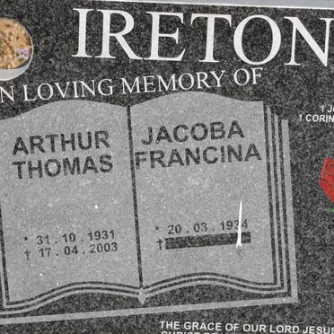 IRETON Arthur Thomas 1931-2003 &amp; Jacoba Francina 1934-