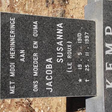 KEMP Jacoba Susanna nee le ROUX 1910-1997
