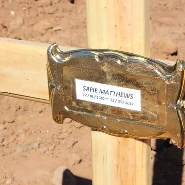 MATTHEWS Sarie 1940-2012