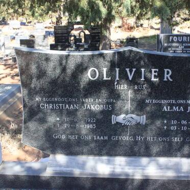 OLIVIER Christiaan Jakobus 1922-1985 &amp; Alma June 1927-2009