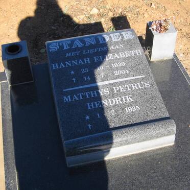STANDER Petrus Hendrik 1935- &amp; Hannah Elizabeth 1939-2004