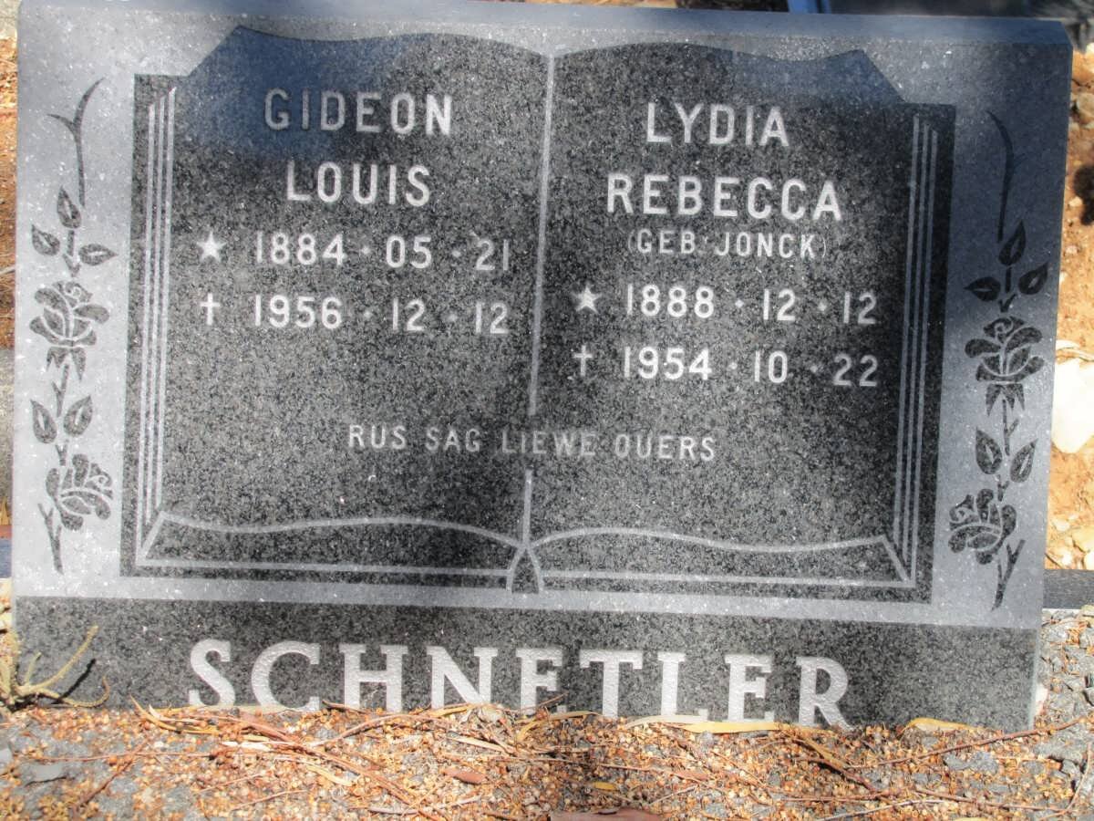 SCHNETLER Gideon Louis 1884-1956 &amp; Lydia Rebecca JONCK 1888-1954