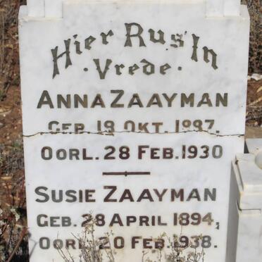 ZAAYMAN Anna 1887-1930 :: ZAAYMAN Susie 1894-1938