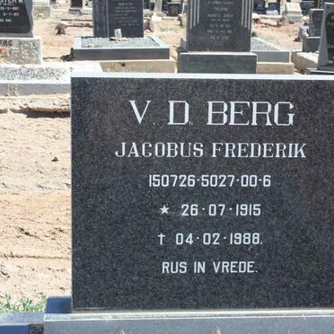 BERG Jacobus Frederik, v.d. 1915-1988