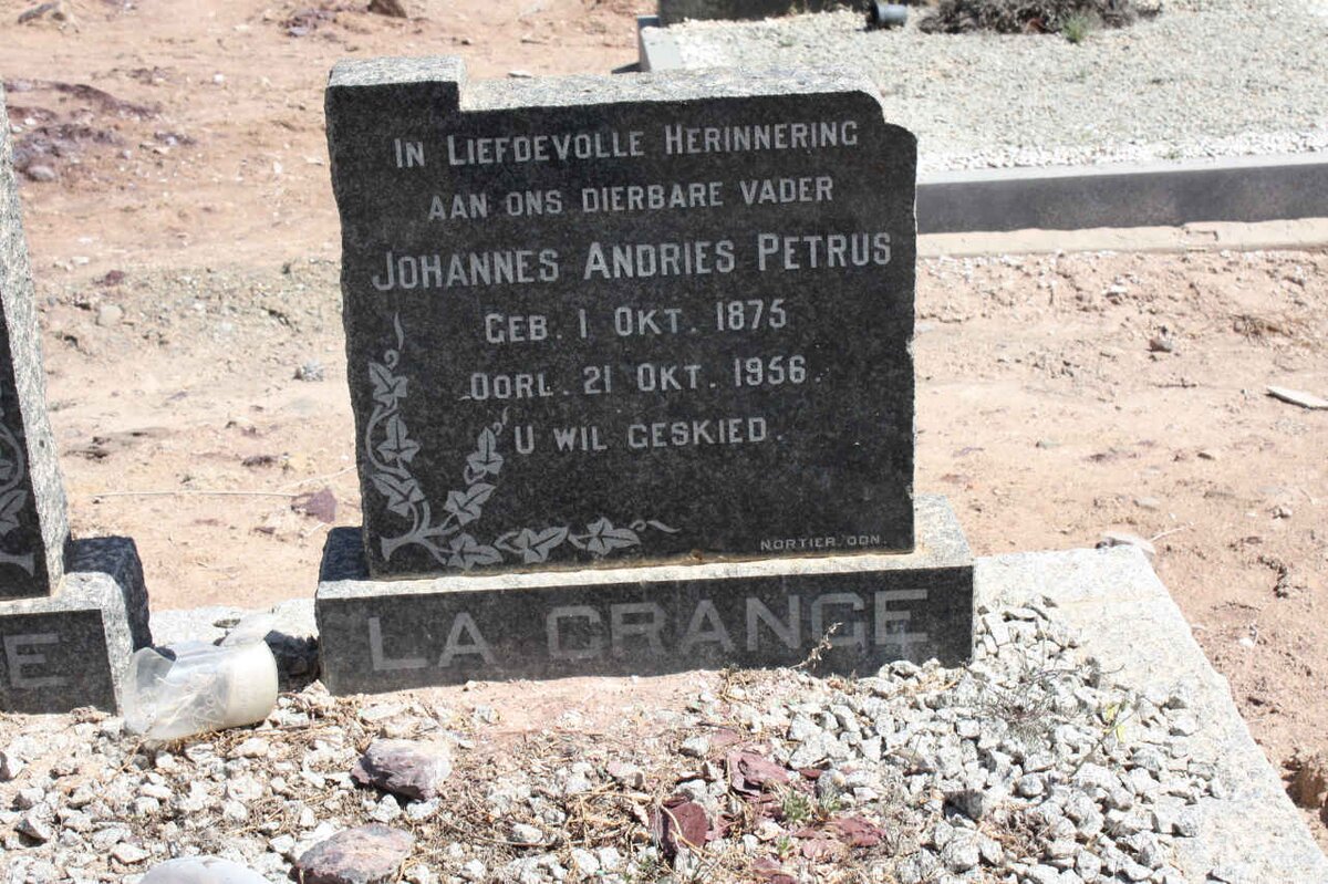 GRANGE Johannes Andries Petrus, la 1875-1956