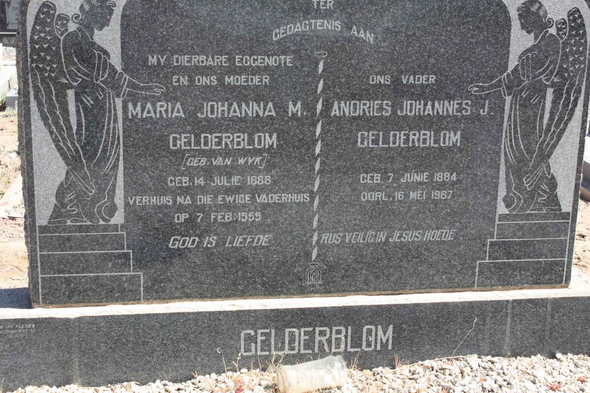 GELDERBLOM Andries Johannes 1884-1967 &amp; Maria Johanna M. VAN WYK 1888-1955