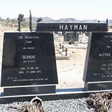 HAYMAN Alfred William 1907-1984 &amp; Blanche DU PREEZ 1918-1970