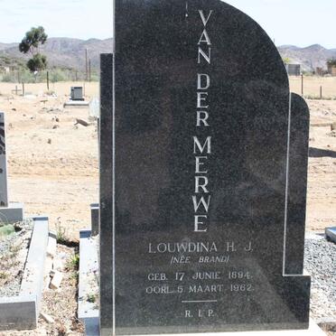 MERWE Louwdina H.J., van der nee BRAND 1894-1962