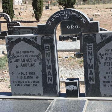 SNYMAN Johannes Andrias 1921-1991 &amp; Johanna Petronella NEL 1922-1967