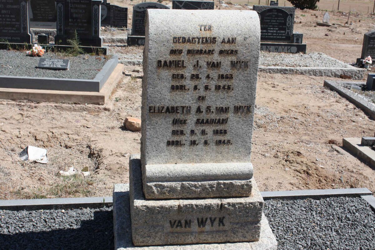 WYK Daniel J., van 1863-1945 &amp; Elizabeth A.S. SAAIMAN 1868-1946