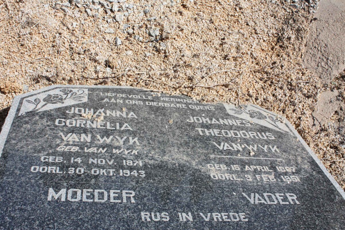 WYK Johannes Theodorus, van 1867-1951 &amp; Johanna Cornelia VAN WYK 1871-1943