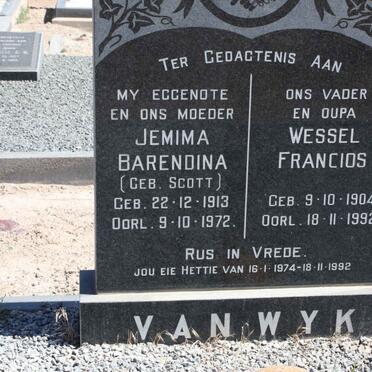 WYK Wessel Francios 1904-1992 &amp; Jemima Barendina SCOTT 1913-1972
