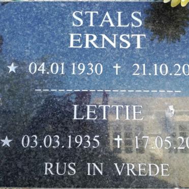 STALS Ernst 1930-2015 &amp; Lettie 1935-2012