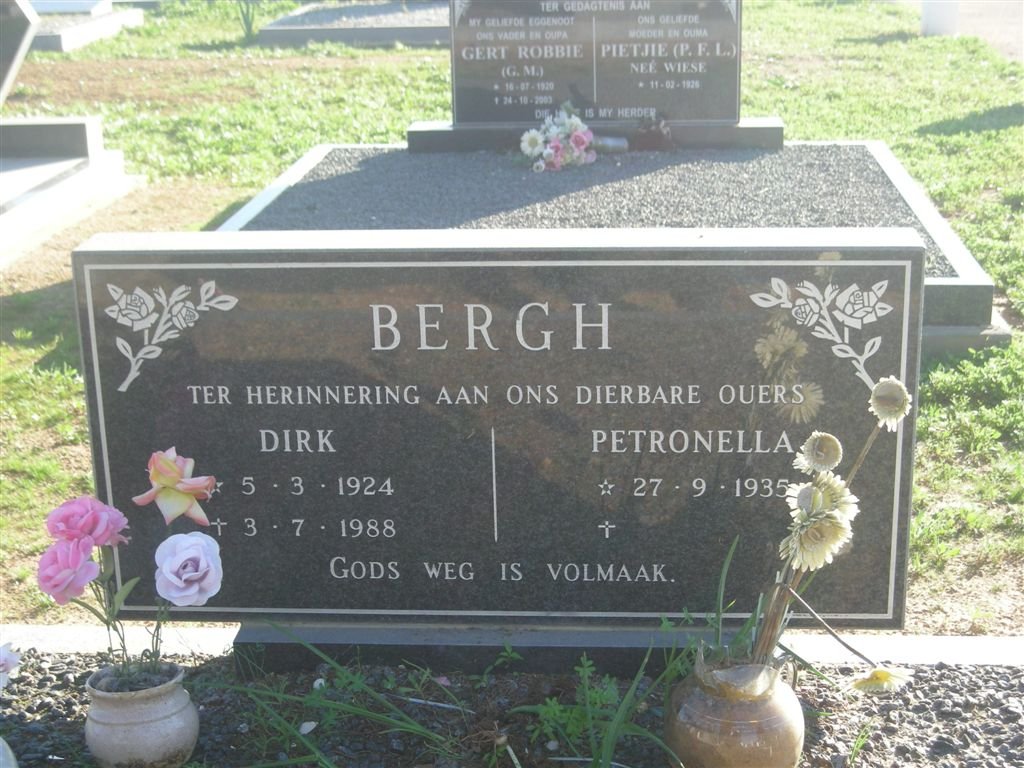 BERGH Dirk 1924-1988 &amp; Petronella 1935-