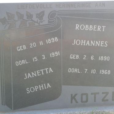 KOTZE Robbert Johannes 1890-1968 &amp; Janetta Sophia 1898-1991