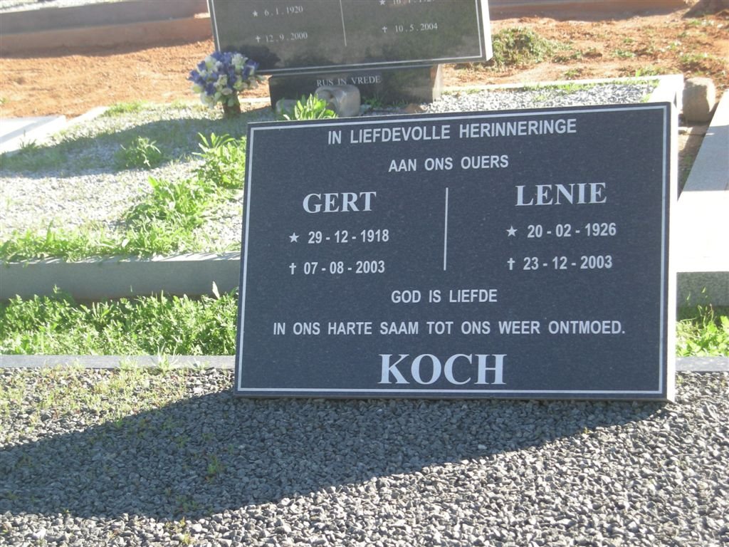KOCH Gert 1918-2003 &amp; Lenie 1926-2003