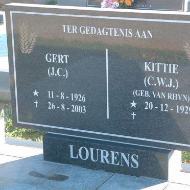 LOURENS J.C. 1926-2003 &amp; C.W.J. VAN RHYN 1929-