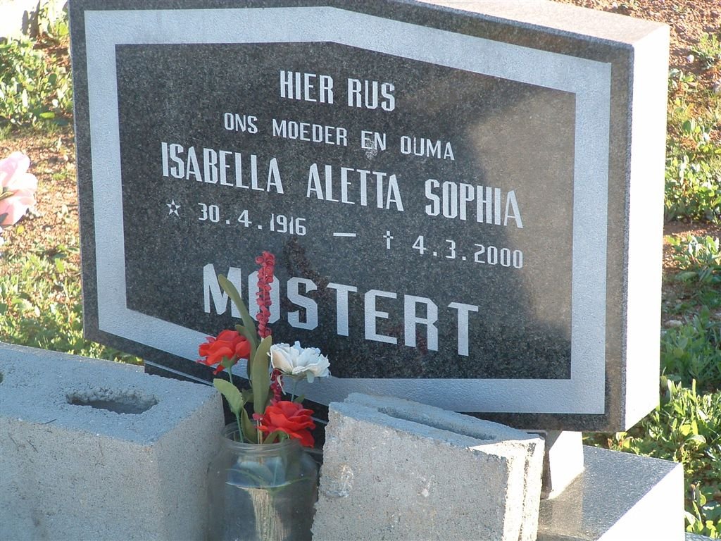 MOSTERT Isabella Aletta Sophia 1916-2000