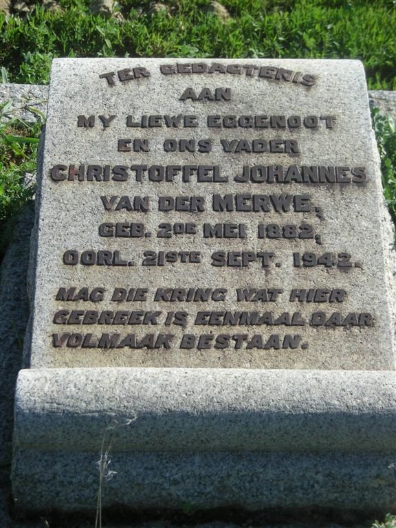 MERWE Christoffel Johannes, van der 1882-1942