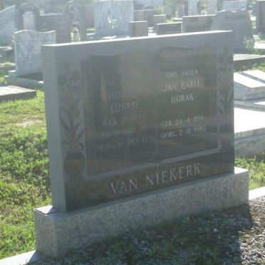 NIEKERK Jan Carel Horak, van 1896-1980 &amp; Henriet Lizette BEINEKE 1897-1976