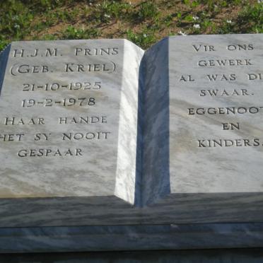 PRINS H.J.M. nee KRIEL 1925-1978