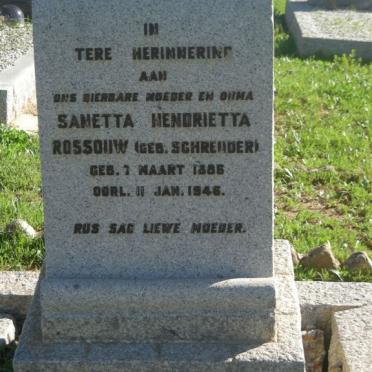 ROSSOUW Sanetta Hendrietta nee SCHREUDER 1886-1946