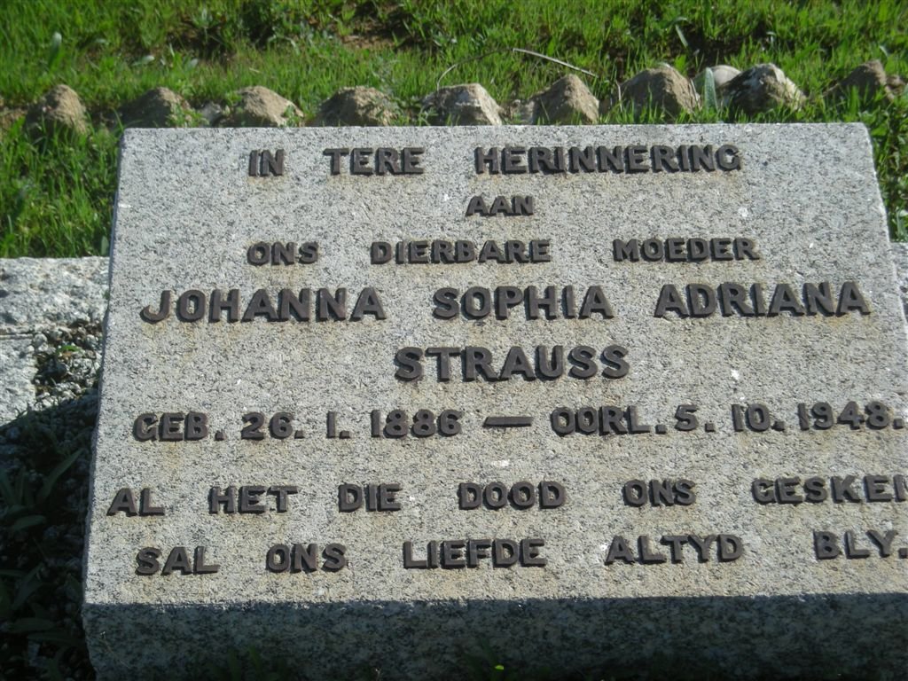 STRAUSS Johanna Sophia Adriana 1886-1948