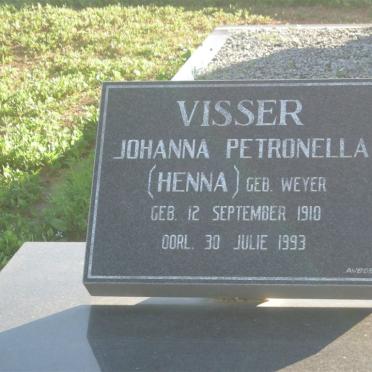 VISSER Johanna Petronella nee WEYER 1910-1993