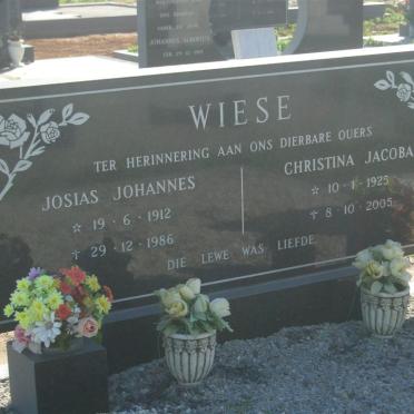 WIESE Josias Johannes 1912-1986 &amp; Christina Jacoba 1925-2005