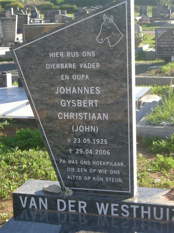 WESTHUIZEN Johannes Gysbert Christiaan, van der 1925-2006