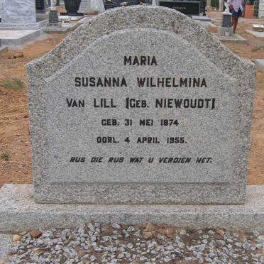 LILL Maria Susanna Wilhelmina, van nee NIEWOUDT 1874-1955