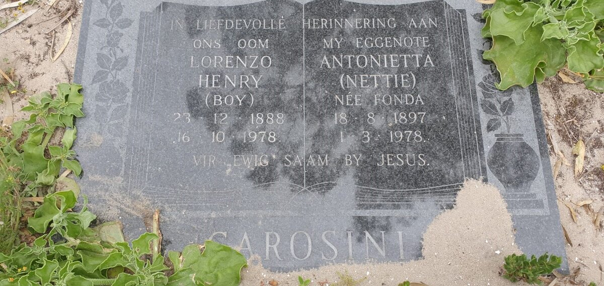 CAROSINI Lorenzo Henry 1888-1978 &amp; Antonietta FONDA 1897-1978