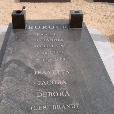BURGER Daniël Johannes Rossouw 1929-2000 &amp; Jeanetta Jacoba Debora BRAND 1927-