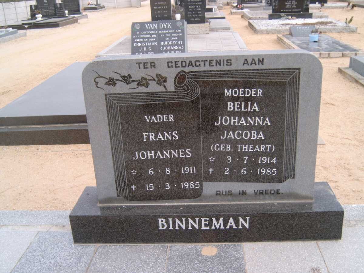 BINNEMAN Frans Johannes 1911-1985 &amp; Belia Johanna Jacoba THEART 1914-1985