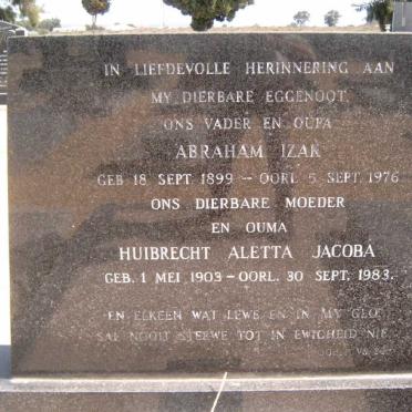 COETZEE Abraham Izak 1899-1976 &amp; Huibrecht Aletta Jacoba 1903-1983