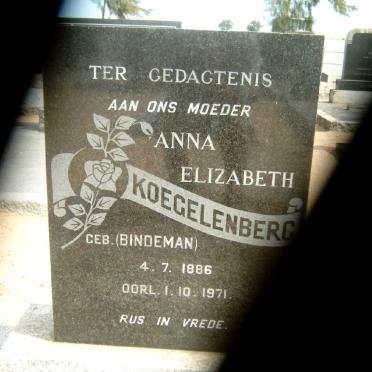 KOEGELENBERG Anna Elizabeth nee BINDEMAN 1886-1971