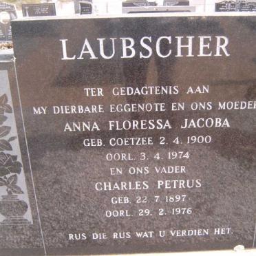 LAUBSCHER Charles Petrus 1897-1976 &amp; Anna Floressa Jacoba COETZEE 1900-1974