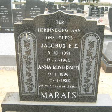 MARAIS Jacobus F.E. 1891-1980 &amp; Anna M. d.B. SMIT 1896-1922