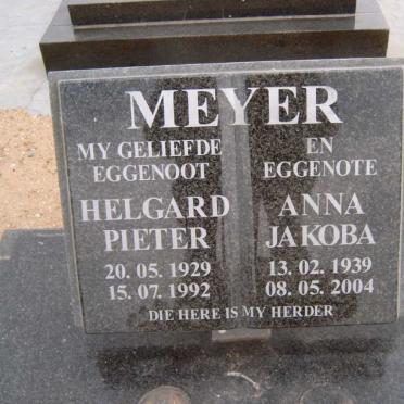 MEYER Helgard Pieter 1929-1992 &amp; Anna Jakoba 1939-2004