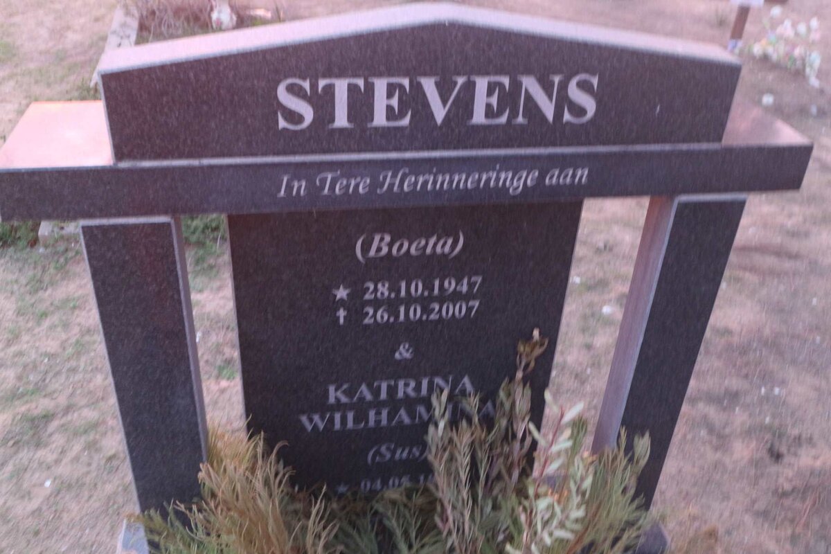 STEVENS Boeta 1947-2007 &amp; Katrina Wilhamina -1962