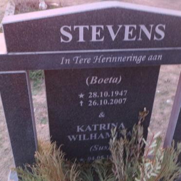 STEVENS Boeta 1947-2007 &amp; Katrina Wilhamina -1962